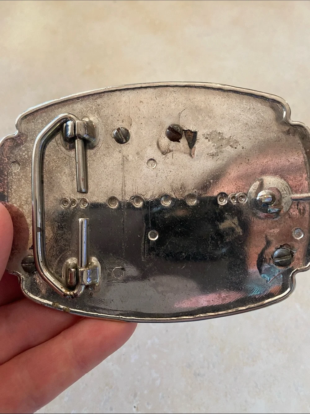 Antique Silver Tone Double Coin Buckle with Morgan Coins